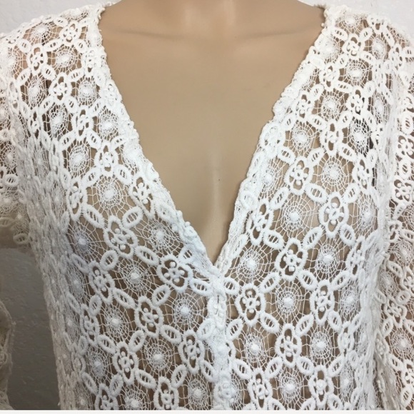 Coven & Co. White Cotton Lace Kimono/Robe - Picture 7 of 16